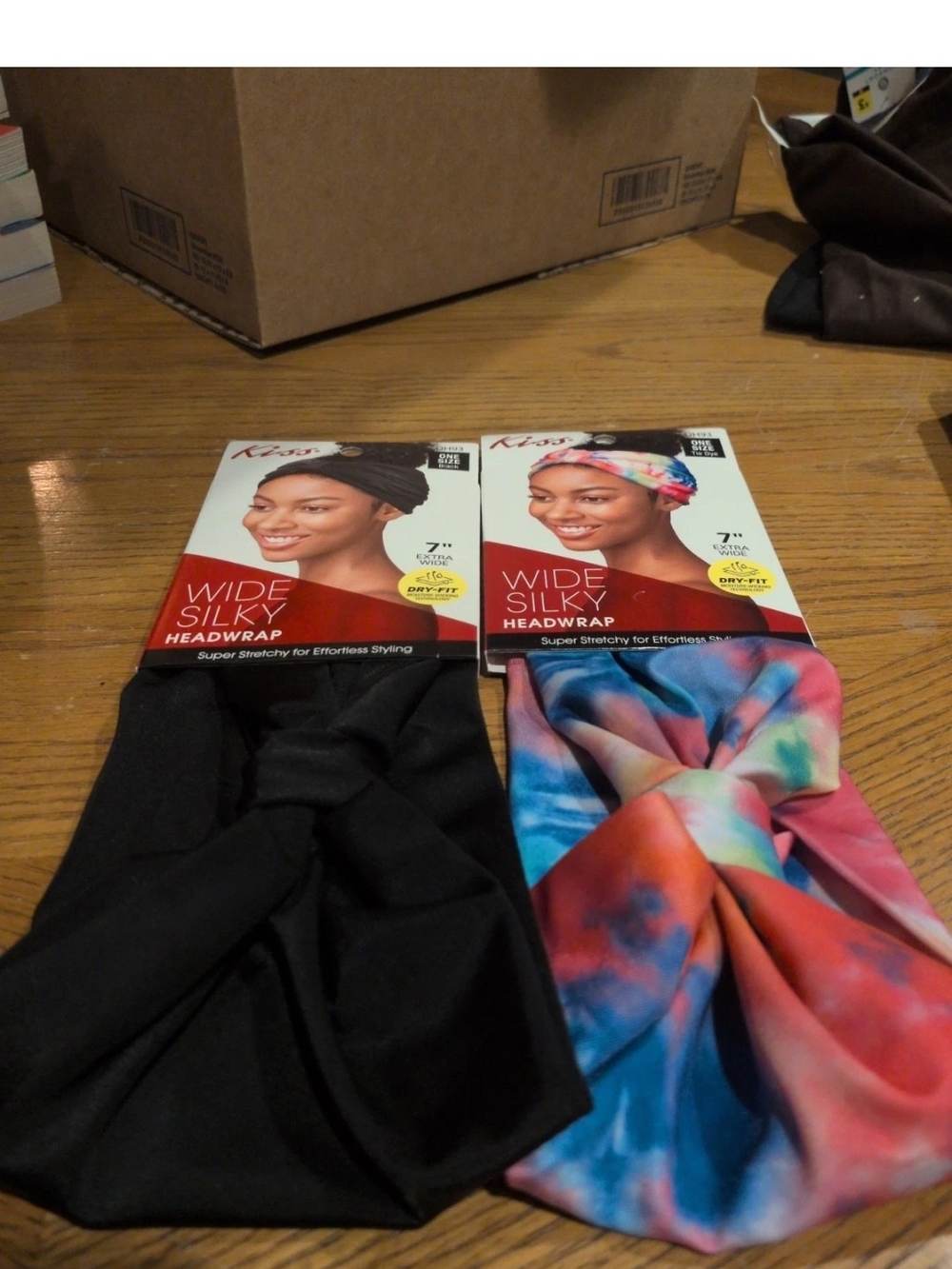 Kiss Wide Silky Headwrap 7” Extra Wide Dry-Fit Stretch Hair Wrap 2 Pack